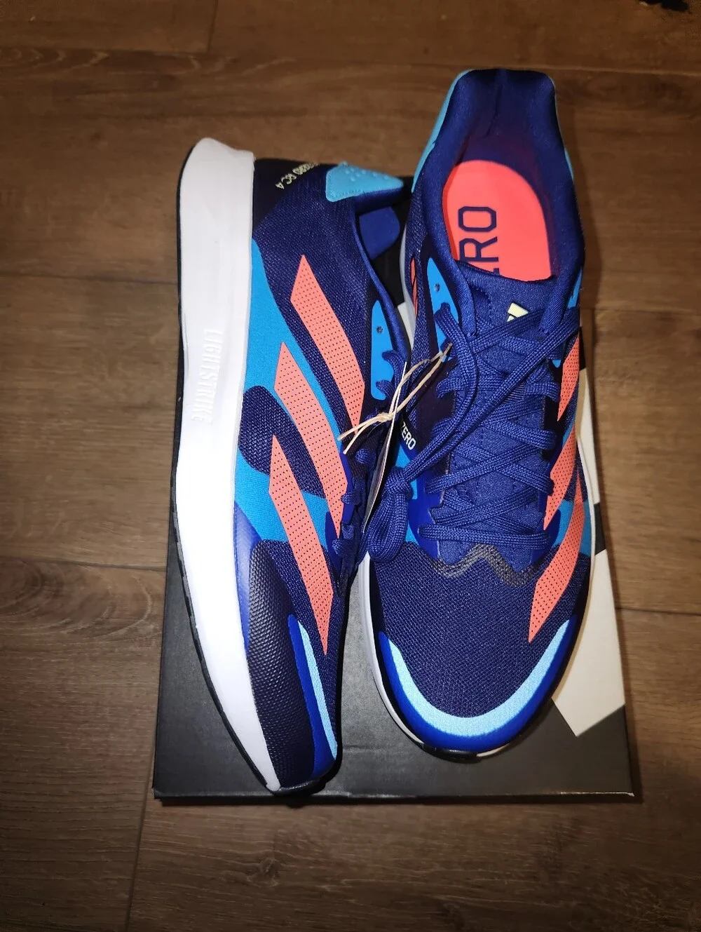 Adidas Adizero RC 4 Blue Red White Lace up Running Sneakers GZ0181 Men's Sz 12